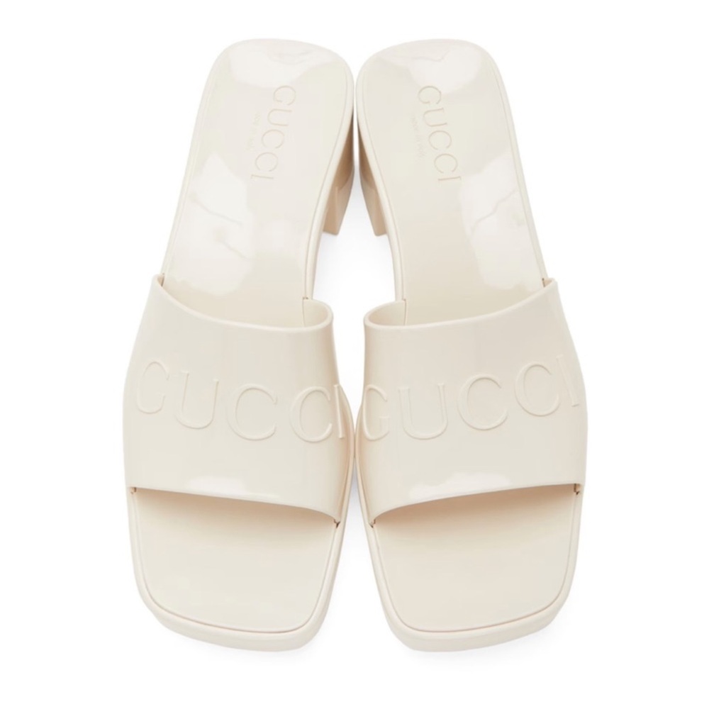 Gucci rubber heel slides 60mm white